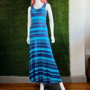 Calvin Klein Blue Striped Maxi Dress